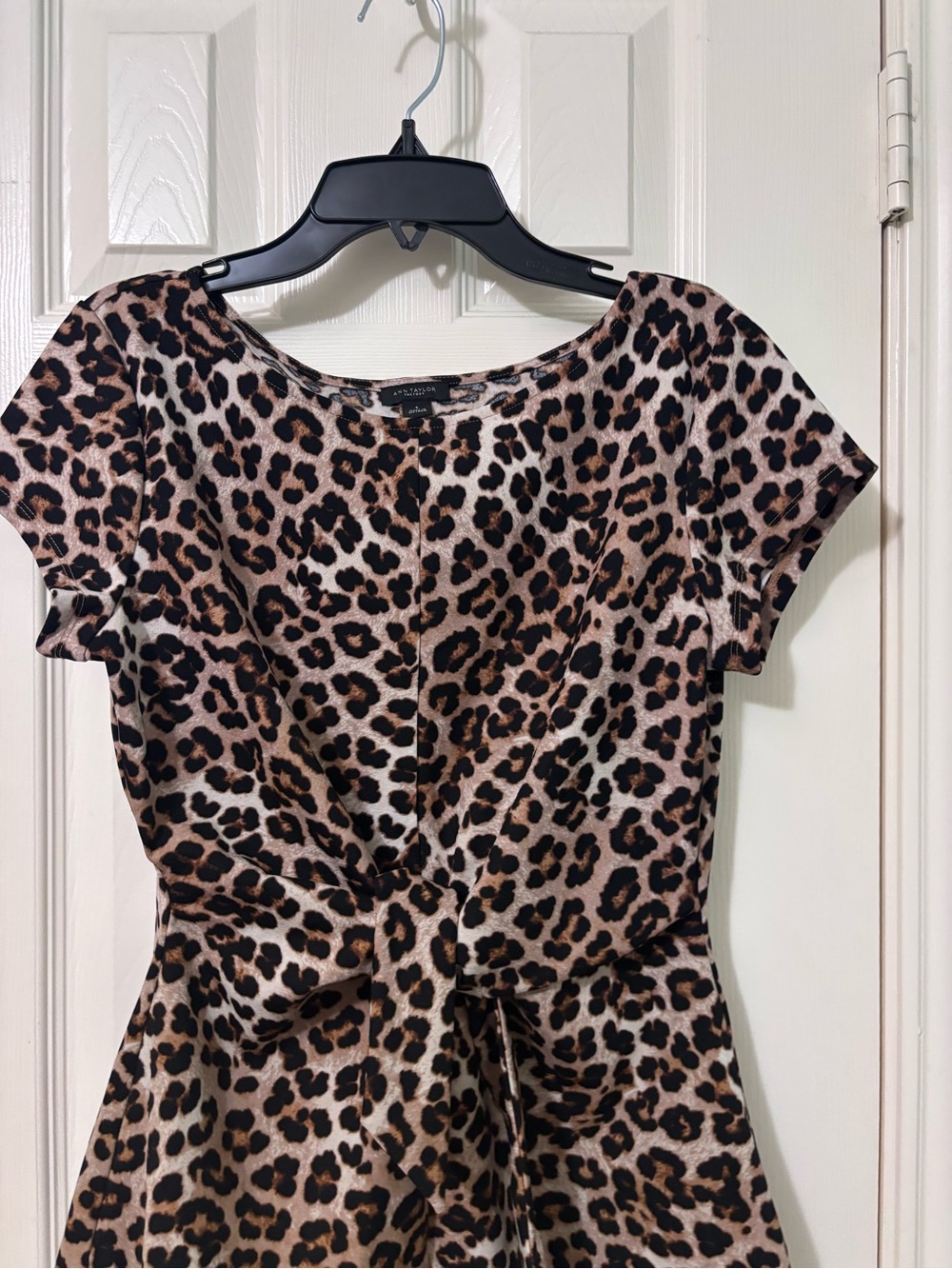 Ann Taylor Leopard Print Tie-Front Tunic - Brown/Black